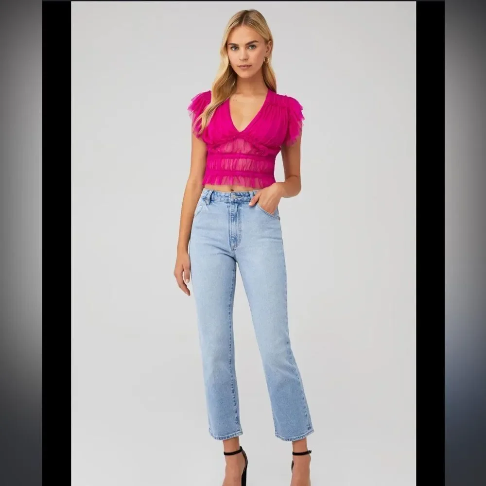 Free People Pink Ruffled Top - Picture 8 of 9